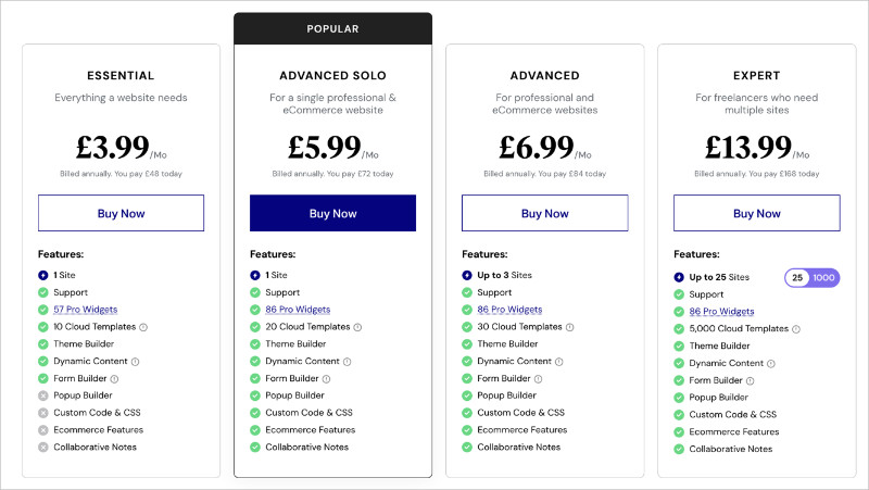 Screenshot - SeedProd Elementor pricing plans