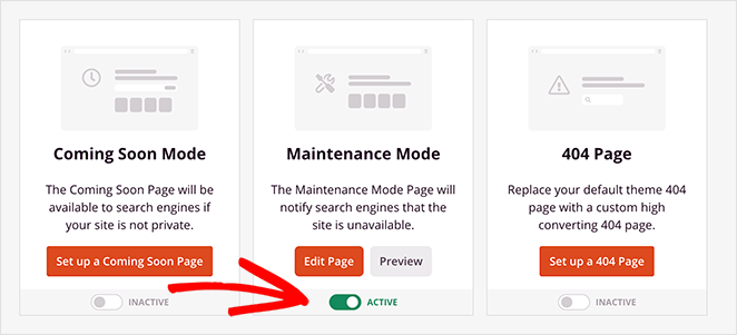 Activer la page du mode maintenance dans seedprod