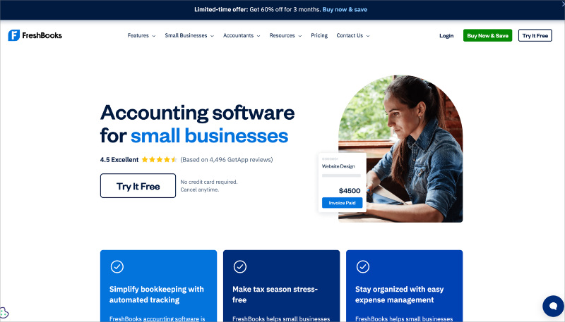 freshbooks landing page example