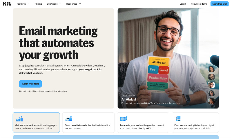 Kit landing page example