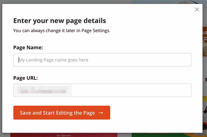 Give your ebook landing page a name and URL