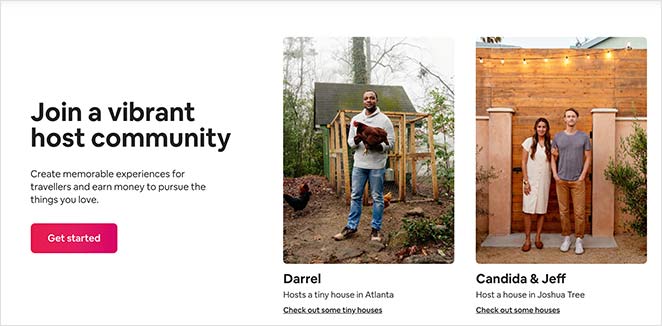Airbnb landing page design