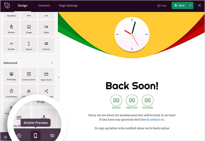 mobile-preview - SeedProd Mobile responsive maintenance page