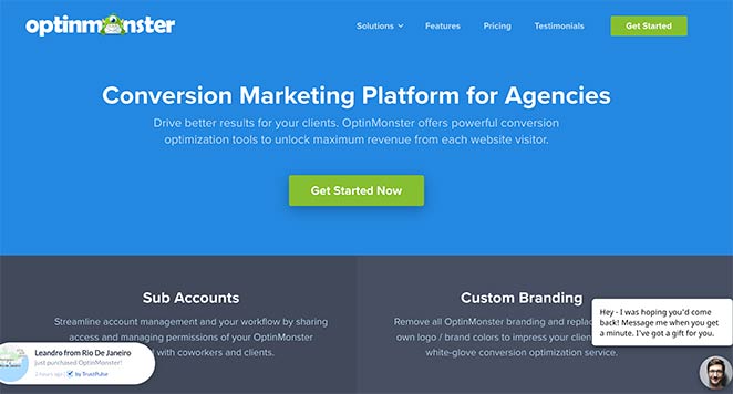 OptinMonster landing page design