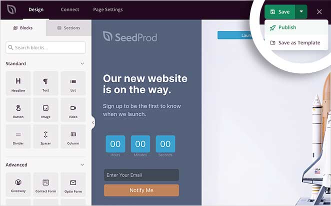 Publish your coming soon page in WordPress