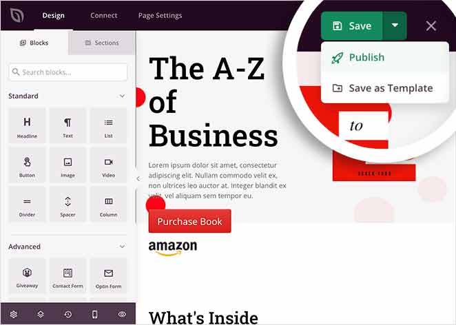 Publish your book landing page