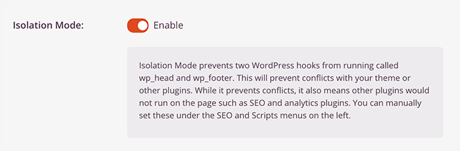 SeedProd isolation mode for faster page speeds.