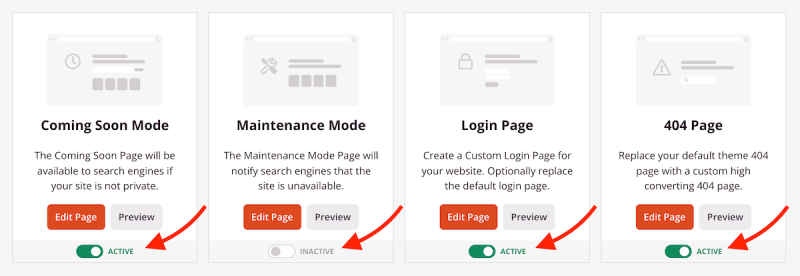 Modes de fonctionnement de la page SeedProd