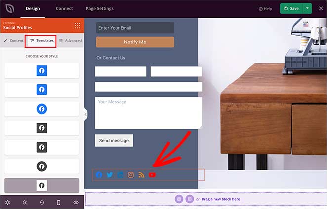 add custom social button templates