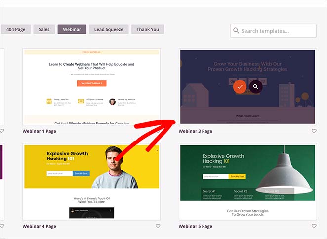 Choose your webinar landing page template