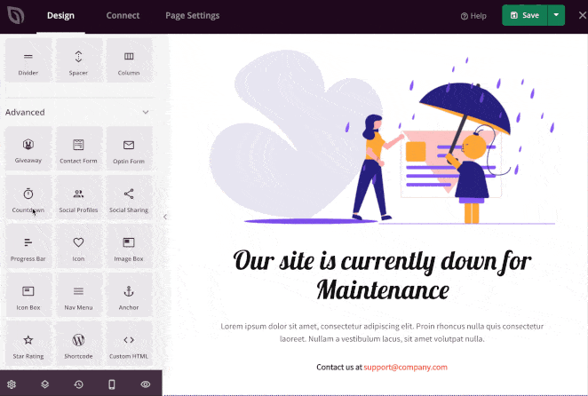 drag-drop-countdown-timer - SeedProd drag and drop landing page countdown timer