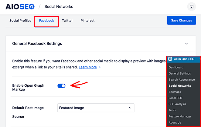 Enable Facebook Open Graph markup in All in One SEO