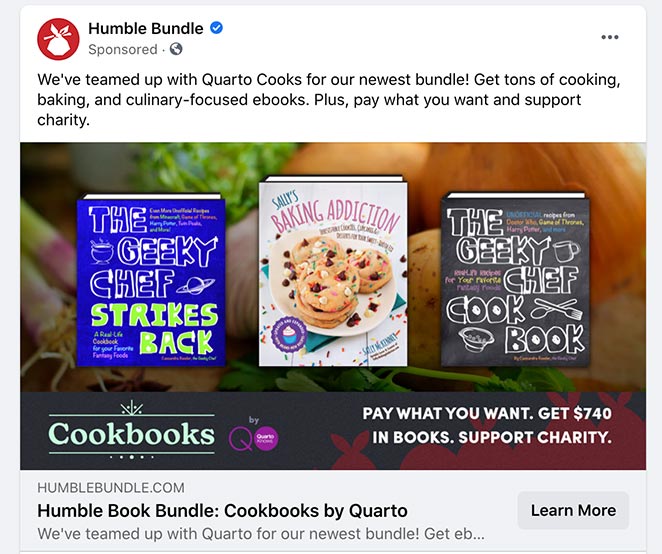 Facebook ad for landing page