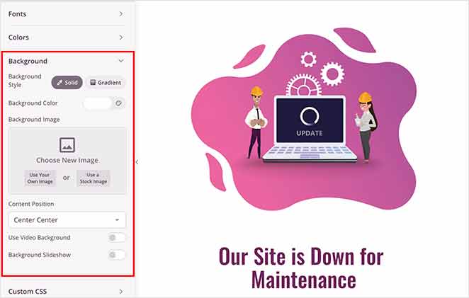 global-landing-page-background-settings - SeedProd global landing page background settings