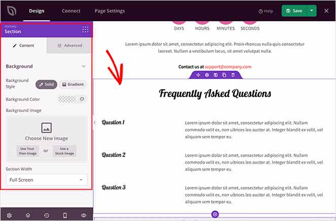 landing-page-sections - SeedProd add a FAQ section to your mobile landing page