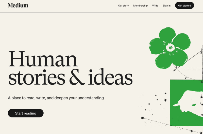 medium - SeedProd Editor de escritura de Medium que muestra la interfaz de creación de publicaciones limpia y minimalista