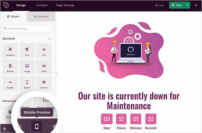 mobile-landing-page-preview - SeedProd preview your landing page in mobile