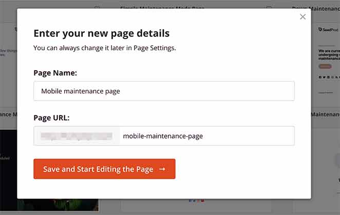 name-your-mobile-landing-page - SeedProd give your mobile landing page a name and url