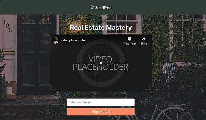 Real estate video landing page template