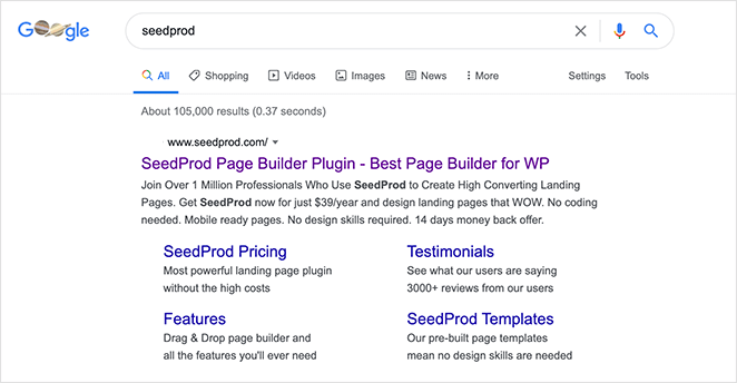 Optimize your landing page for search results