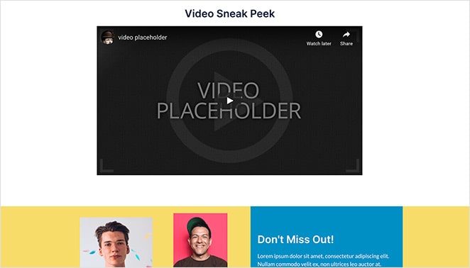Video landing page template 3