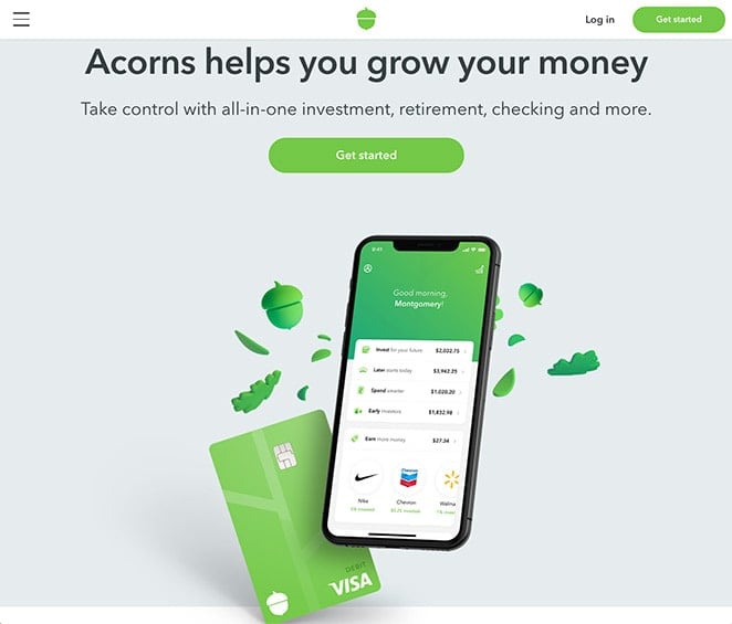 Acorn app landing page visuals