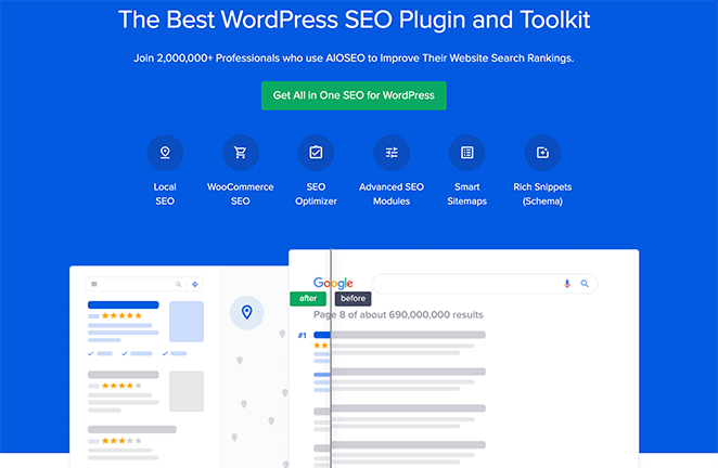 All in One SEO landing page