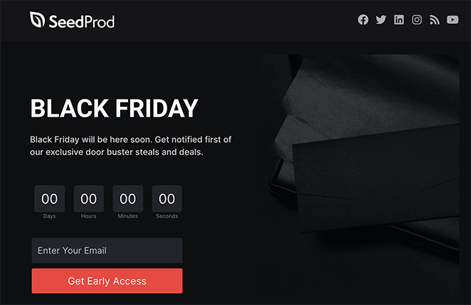 Black friday squeeze page examples