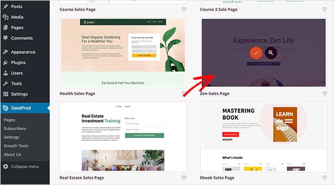 choose-landing-page-template-min - SeedProd Choose a landing page template