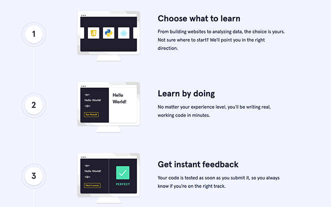 Codecademy landing page images