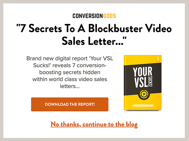 Conversion Gods WordPress splash page example