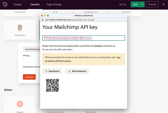 Log into mailchimp and copy you api key