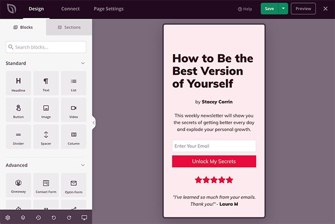 Edit your mailchimp landing page for mobile devices