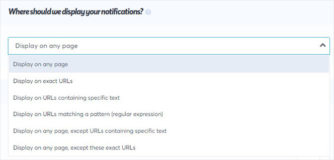 Where to display your TrustPulse notifications