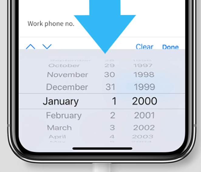 Sélecteur de date mobile à défilement