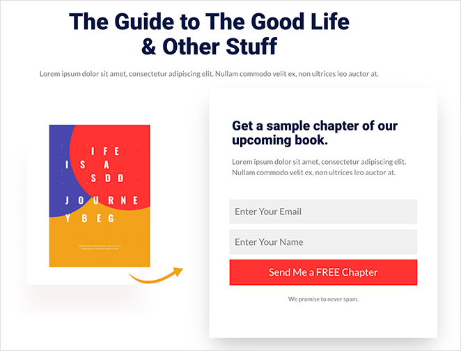 Free chapter preview squeeze page example