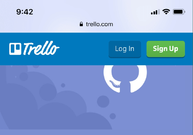 Trello mobile landing page cta button