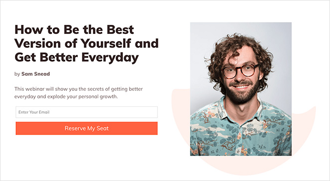 Webinar squeeze page example