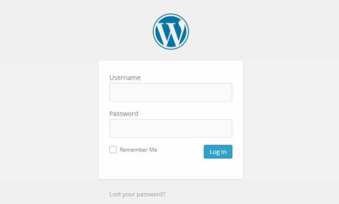 Default WordPress login page