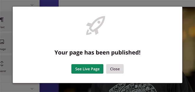 Your page has been published. See a live preview