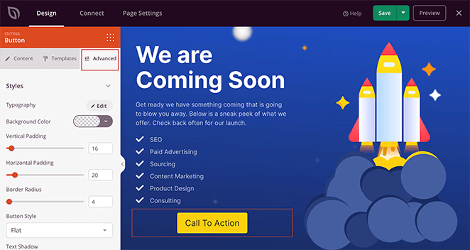 customize your coming soon landing page elements and settings