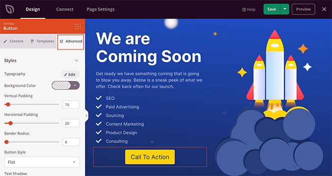 advanced-block-settings-1 - SeedProd customize your coming soon landing page elements and settings