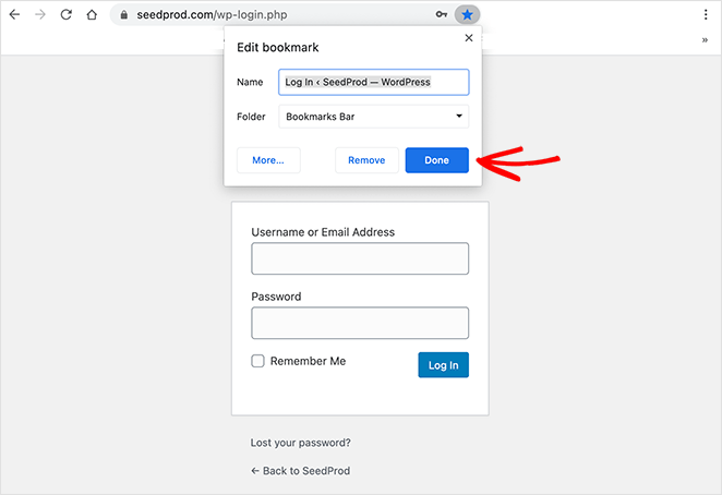 How to bookmark the WordPress login page in Google Chrome