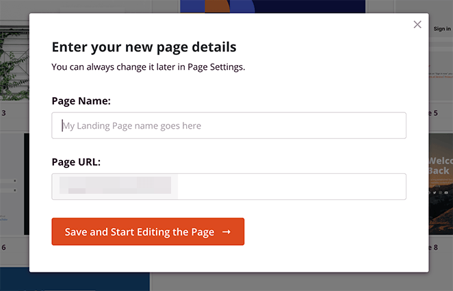 Enter your login page name and URL