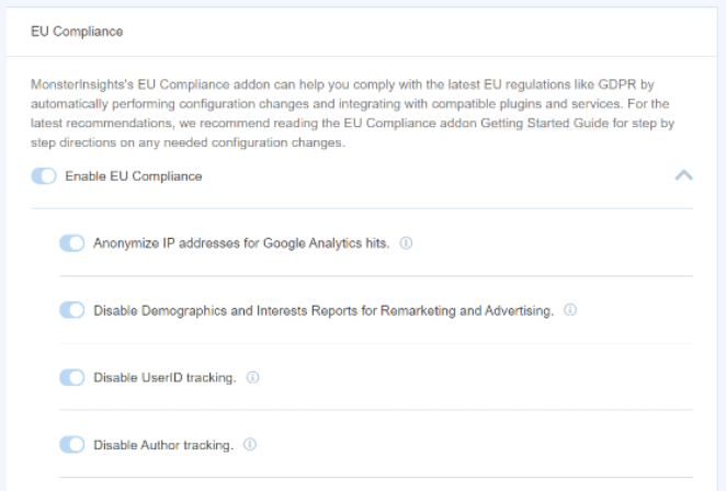 Enable EU Compliance in MonsterInsights