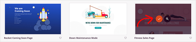 launchfreelandingpagetemplate SeedProd Click the tick icon to launch your free landing page template