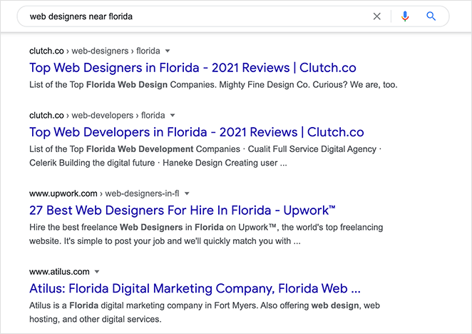 local search results