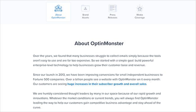 OptinMonster about page