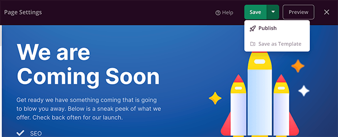publish your coming soon page