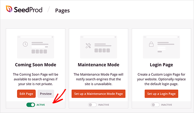 activate-coming-soon-mode - SeedProd activate your pre launch page